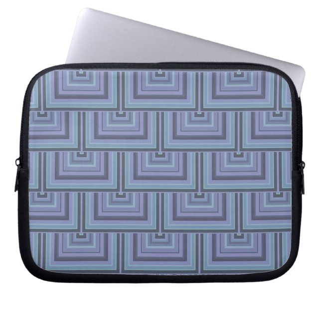 Housse Pour Ordinateur Portable Bleu gris rayures carré motif (Devant)