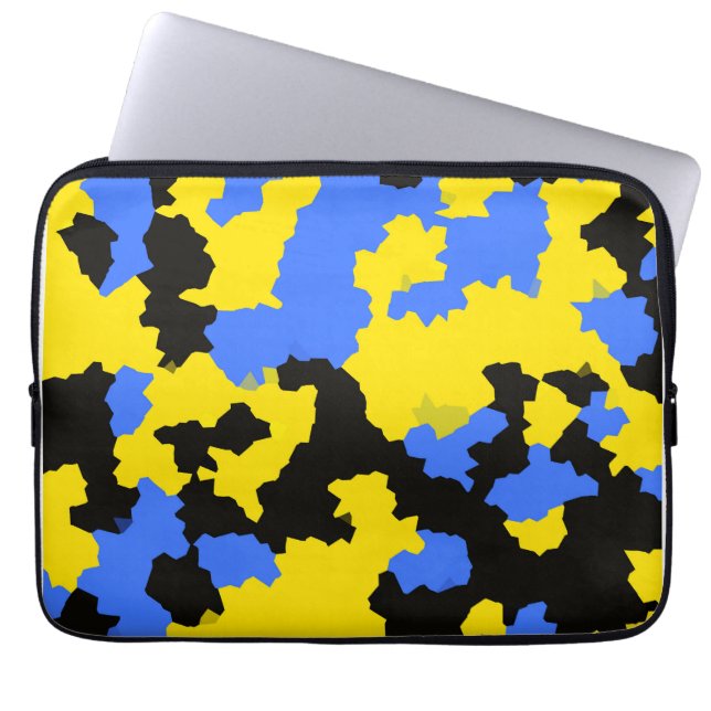 Housse Pour Ordinateur Portable Bleu Jaune Noir Conception abstraite (Devant)