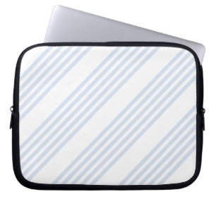 Housse Pour Ordinateur Portable Bleu pâle et blanc cinq bandes motif
