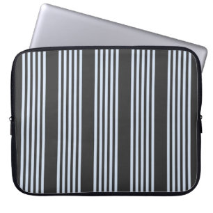 Housse Pour Ordinateur Portable Bleu pâle et charbon de bois cinq bandes motif