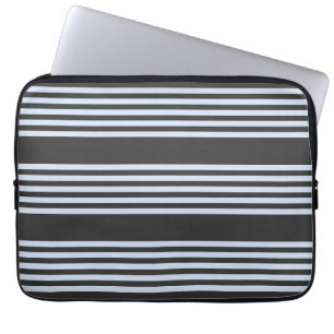 Housse Pour Ordinateur Portable Bleu pâle et charbon de bois cinq bandes motif