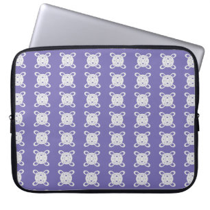 Housse Pour Ordinateur Portable Bleu pervenche et motif circulaire gris argenté