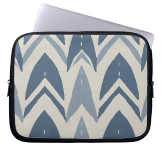 Housse Pour Ordinateur Portable Bleu Poussiéreux Batik Côtière Parang Chevron Géom