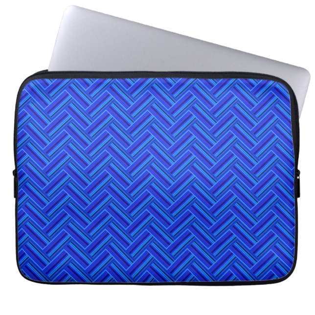 Housse Pour Ordinateur Portable Bleu rayures double motif (Devant)