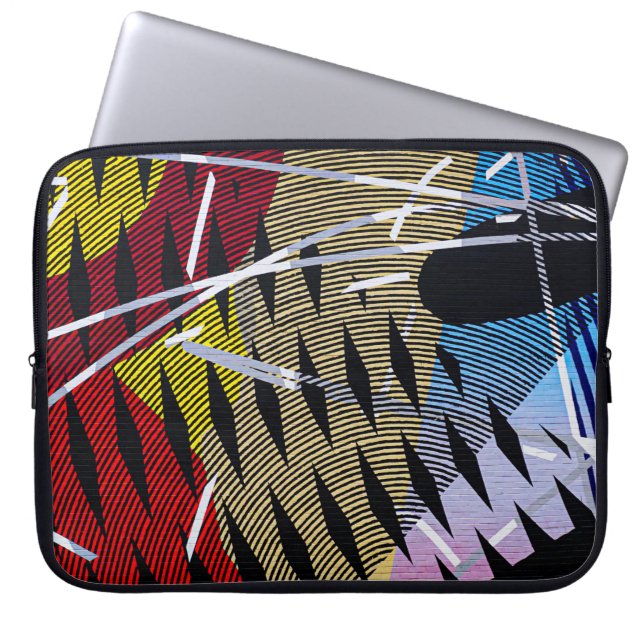 Housse Pour Ordinateur Portable Bleu rouge et blanc abstrait (Devant)