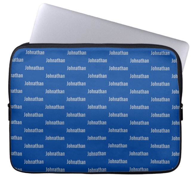Housse Pour Ordinateur Portable Bleu simple avec Motif de nom gris (Devant)