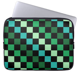 Housse Pour Ordinateur Portable Bleu vert À damiers En vichy Motif