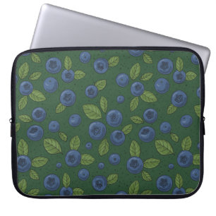 Housse Pour Ordinateur Portable Bleus sur vert foncé