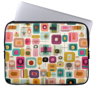 Housse Pour Ordinateur Portable Blocs de couleurs géométriques du milieu du siècle