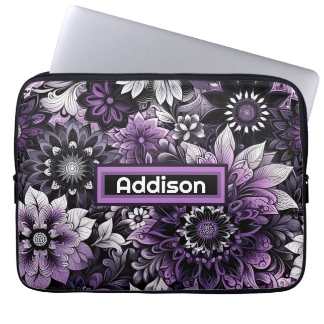 Housse Pour Ordinateur Portable Blooms Mystiques Violets (Devant)