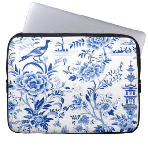 Housse Pour Ordinateur Portable Blue Chinoiserie Asiatique French Toile