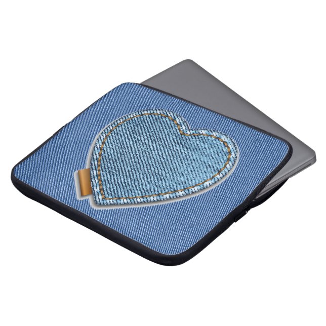Housse Pour Ordinateur Portable Blue Denim Heart (Devant haut)