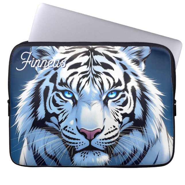 Housse Pour Ordinateur Portable Blue eyed White Tiger Personalized (Devant)