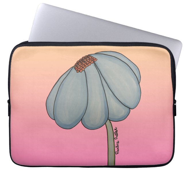 Housse Pour Ordinateur Portable Blue Flower with pink background (Devant)