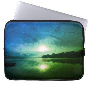 Housse Pour Ordinateur Portable Blue Green Morning Sunrise abstrait à CT River
