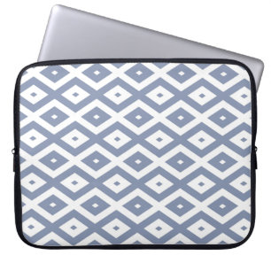 Housse Pour Ordinateur Portable Blue grey and white diamond pattern