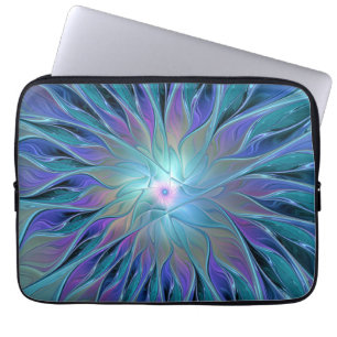 Housse Pour Ordinateur Portable Blue Purple Flower Dream Abstrait Fractal Art