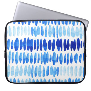 Housse Pour Ordinateur Portable Blue Raindrops : Aquarelle sans couleur Abstrait