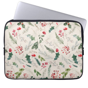 Housse Pour Ordinateur Portable Boho Beige Noël Botanique Foliage Motif