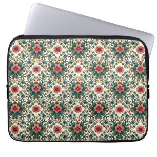 Housse Pour Ordinateur Portable Boho Flower Magic - dans les tons vert et rose