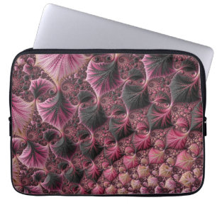 Housse Pour Ordinateur Portable Boho Funky Eclectique Rose Noir Abstrait Fractal