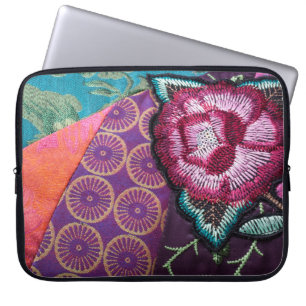 Housse Pour Ordinateur Portable Boho Rose tapisserie gitane look coloré