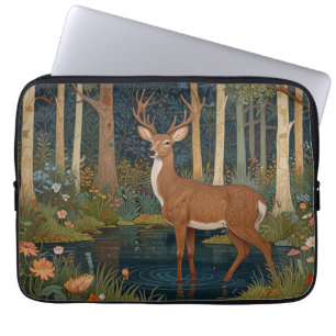 Housse Pour Ordinateur Portable Boho rustique bois de cerf boho forêt verte