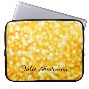 Housse Pour Ordinateur Portable Bokeh Gold moderne avec nom personnalisé
