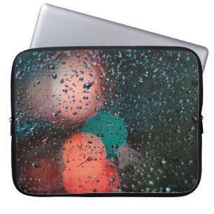 Housse Pour Ordinateur Portable Bokeh photographie de gouttelettes d'eau sur verre