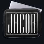 Housse Pour Ordinateur Portable Bold & Modern Your name or Word | White On Black<br><div class="desc">Bold et moderne.</div>