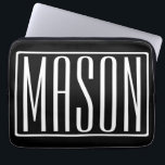 Housse Pour Ordinateur Portable Bold & Modern Your name or Word | White On Black<br><div class="desc">Bold et moderne.</div>