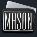 Housse Pour Ordinateur Portable Bold & Modern Your name or Word | White On Black<br><div class="desc">Bold et moderne.</div>