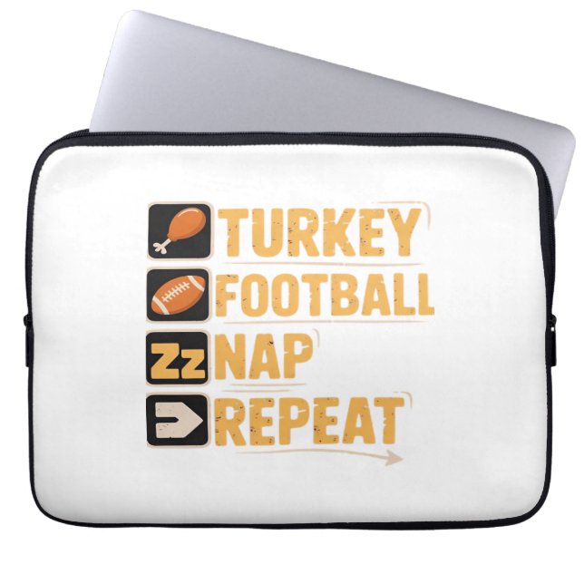 Housse Pour Ordinateur Portable Bon thanksgiving Turquie Football Nap Repeat Funn (Devant)