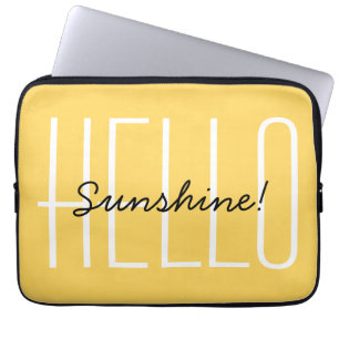 Housse Pour Ordinateur Portable Bonjour Sunshine Typographie moderne jaune
