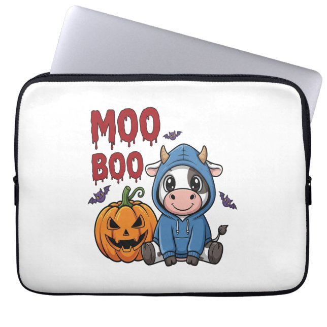 Housse Pour Ordinateur Portable Boo Halloween Éffrayante vache fantôme (Devant)