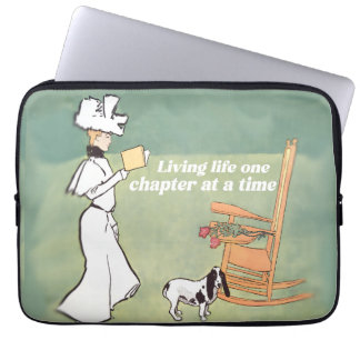 Housse Pour Ordinateur Portable Booklover Woman And Dog Reading