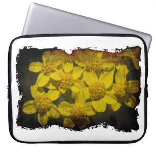Housse Pour Ordinateur Portable Bord blanc Fleur sauvage jaune