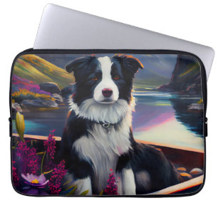 Housse Pour Ordinateur Portable Border Collie sur une pagaie : Une aventure pittor