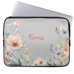 Housse Pour Ordinateur Portable Bordure fleur sauvage personnalisée