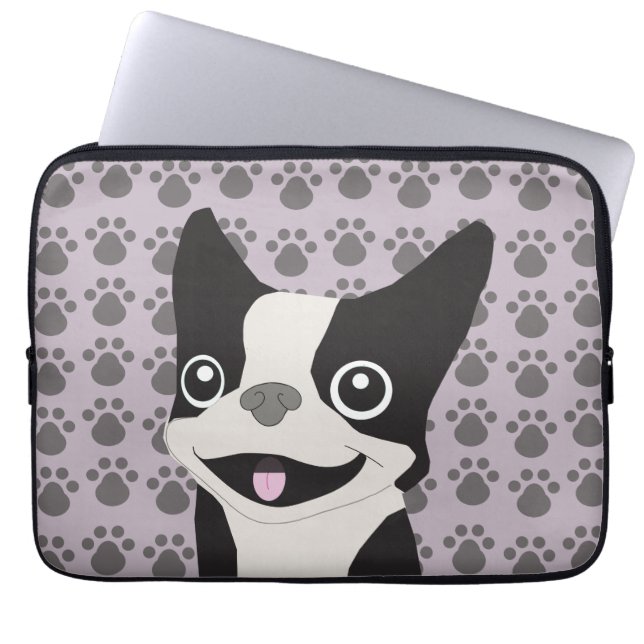 Housse Pour Ordinateur Portable Boston Terrier, Purple lavender (Devant)