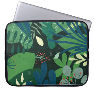 Housse Pour Ordinateur Portable Botanique verte : Illustration Feuille tropicale