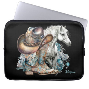 Housse Pour Ordinateur Portable Botte de cheval Cowgirl bottes de cowboy casquette
