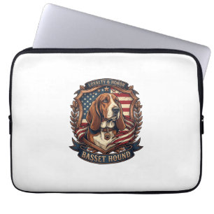 Housse Pour Ordinateur Portable Bouclier de drapeau américain de chien de loyauté