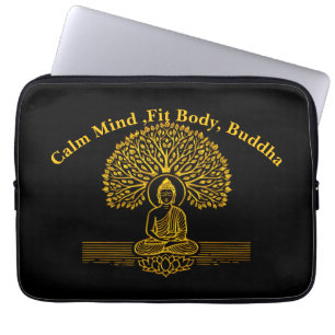 Housse Pour Ordinateur Portable Bouddha d'or sous l'arbre avec fleurs de Lotus