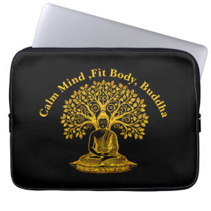 Housse Pour Ordinateur Portable Bouddha d'or sous un arbre dans une méditation pac