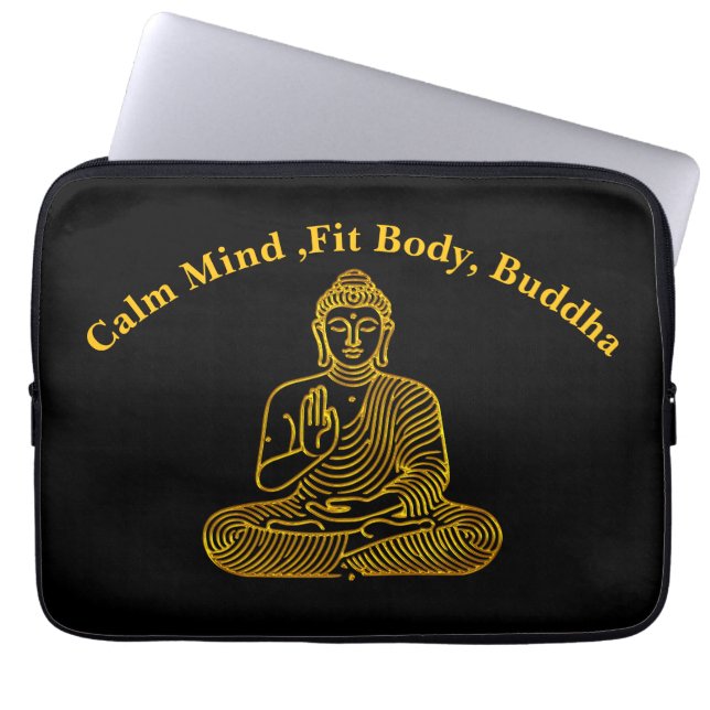 Housse Pour Ordinateur Portable Bouddha doré en pose calme (Devant)