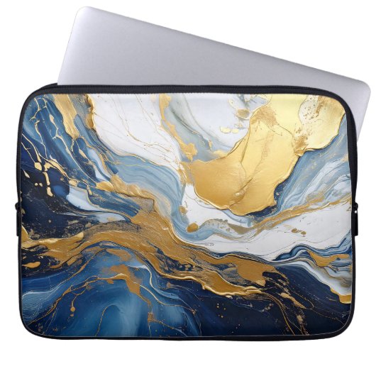 Housse Pour Ordinateur Portable Bouffée en or et bleu (Devant)