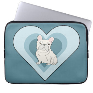 Housse Pour Ordinateur Portable Bouledogue français blanc