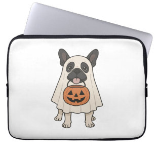Housse Pour Ordinateur Portable Bouledogue français chien d'Halloween fantôme