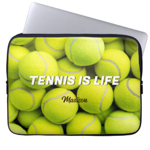 Housse Pour Ordinateur Portable Boules de tennis de nom et de texte personnalisées